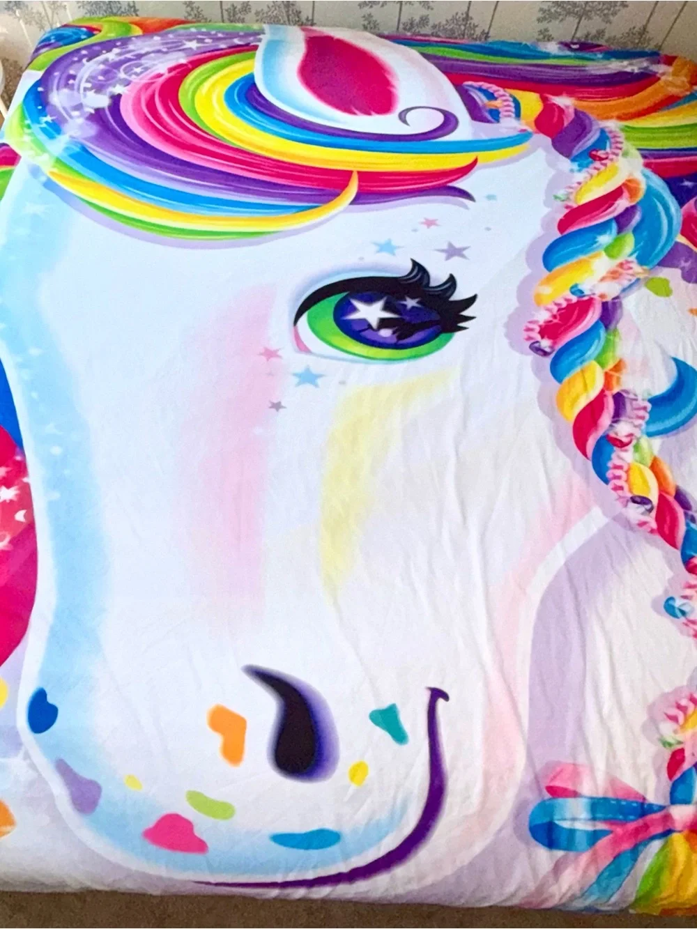 Lisa Frank Inspired Rainbow Majesty Unicorn Duvet Cover 103.94x90.16 inches KING